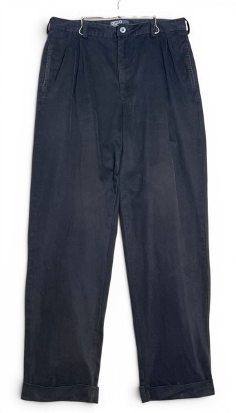 画像1: ビンテージ【Polo by Ralph Lauren】【ラルフローレン】【2タック】【コットンパンツ】【ブラック】【34×32】 (1)