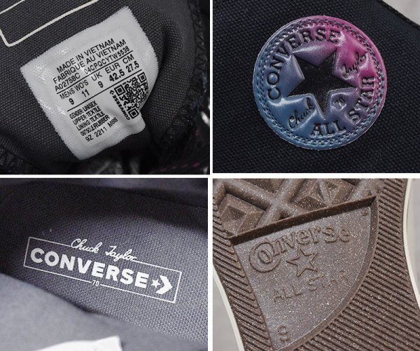画像3: ほぼ未使用【コンバース】converse【CT70】【chuck 70】【黒】グラデーションパッチ【オールスター】A02758C【ハイカットシューズ】【27.5ｃｍ】  (3)