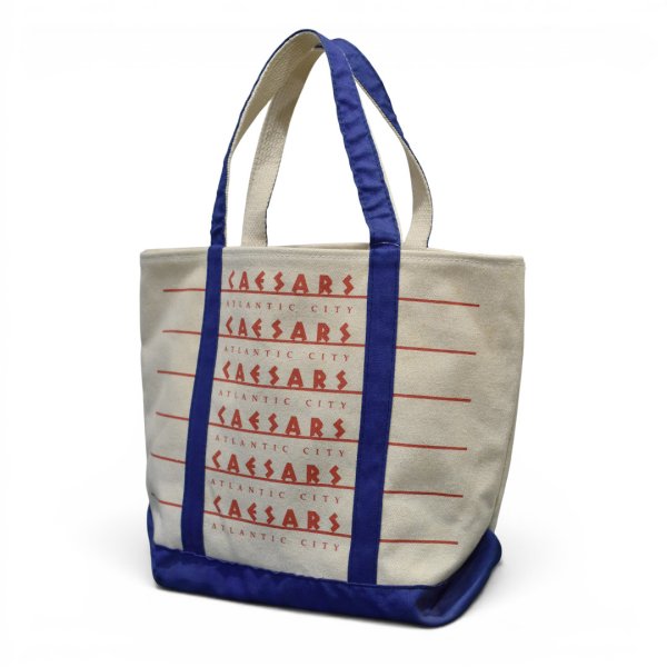 画像4: 程度良好【USA製】ビンテージ【CAESARS】【ATLANTIC CITY】【カジノ】【生成り×青】【キャンバストートバッグ】  (4)