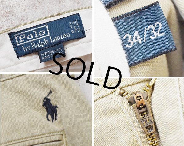 画像2: 90's~【ポロラルフローレン】【Polo by Ralph Lauren】Preston Pant【プレストンパンツ】ノータック【タンカラー】【34×32】 (2)
