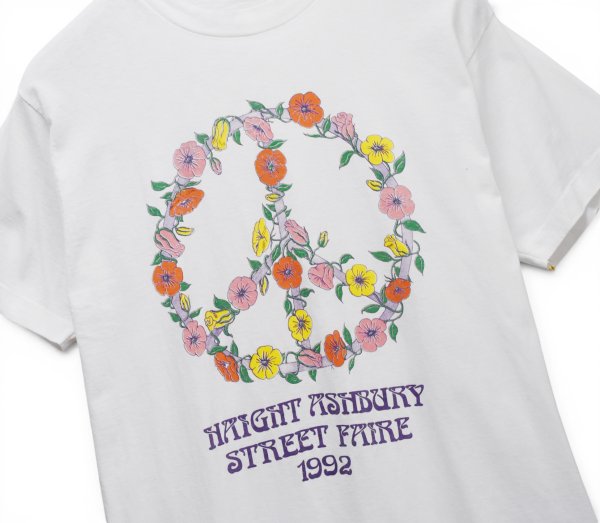 画像3: 【90's】【ビンテージ】【Haight Ashbury Street Faire】ヘイトアシュベリー【Tシャツ】白【花】【ピースマーク】シングルステッチ【Mサイズ程度】 (3)