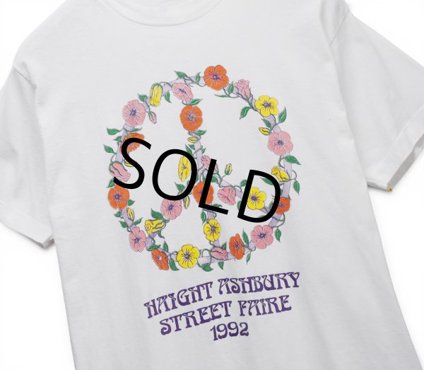 画像3: 【90's】【ビンテージ】【Haight Ashbury Street Faire】ヘイトアシュベリー【Tシャツ】白【花】【ピースマーク】シングルステッチ【Mサイズ程度】 (3)