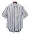 画像1: ビンテージ【POLO WEAVE】【ベージュ×青ストライプ】【半袖シャツ】BDシャツ【ボタンダウン】【サイズXL】 (1)