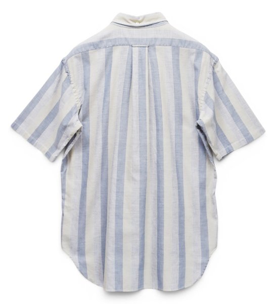 画像3: ビンテージ【POLO WEAVE】【ベージュ×青ストライプ】【半袖シャツ】BDシャツ【ボタンダウン】【サイズXL】 (3)