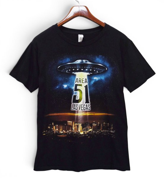 画像2: 【00's】ビンテージ【AREA 51】【LAS VEGAS】黒【UFO】プリント【Tシャツ】【サイズM】 (2)