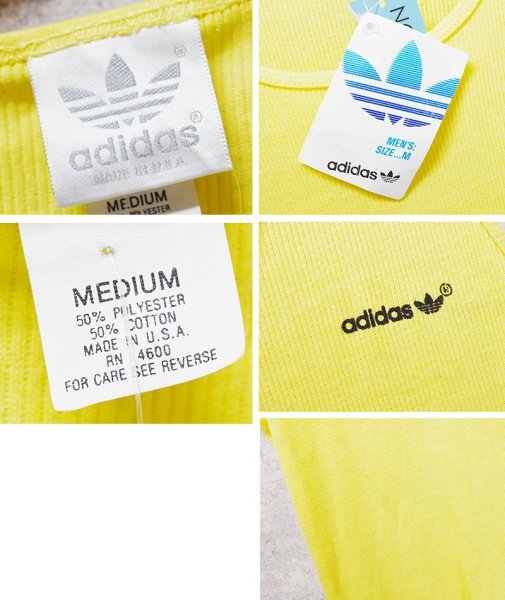 画像2: 【デッドストック】【90's】ビンテージ【USA製】アディダス【adidas】【イエロー】黄色【リブタンクトップ】】【M】  (2)