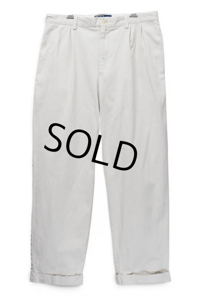 画像1: ビンテージ【Polo Ralph Lauren】【ラルフローレン】hammond pant【生成り】オフホワイト【2タック】【コットンパンツ】【34×30】  (1)