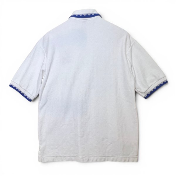 画像4: 【90's】【USA製】ビンテージ【Country Cottons】白ｘ青リブ【USAウェイトリフティング】【ポロシャツ】【M】  (4)