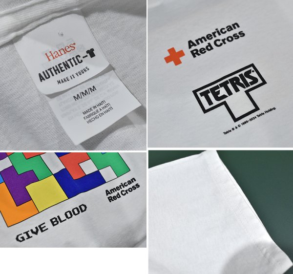 画像2: ほぼ未使用【Hanes】ヘインズ【TETRIS】【テトリス】【American Red Cross】【アメリカ赤十字社】プリント【Tシャツ】【サイズM】 (2)