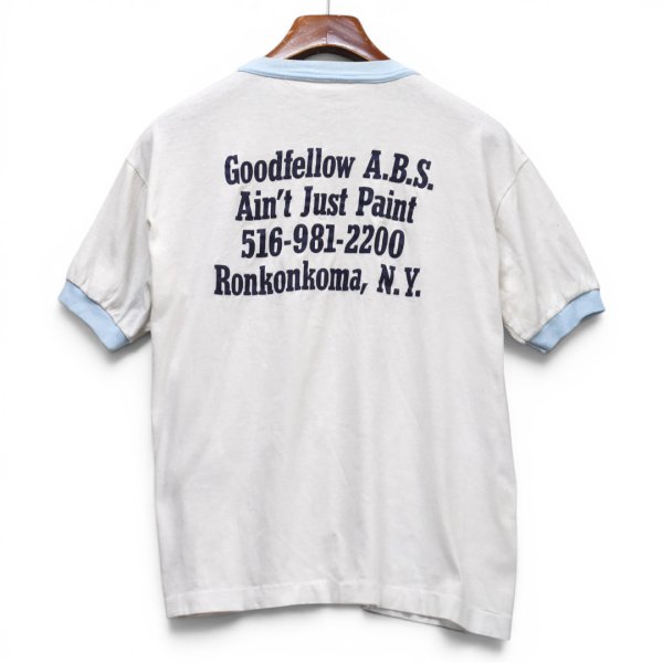 画像3: 【80's】USA製【ビンテージ】【R-M PAINTS】【企業Tシャツ】白ｘ水色【リンガーTシャツ】【Lサイズ程度】  (3)