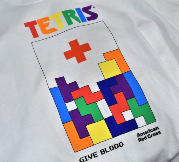 画像3: ほぼ未使用【Hanes】ヘインズ【TETRIS】【テトリス】【American Red Cross】【アメリカ赤十字社】プリント【Tシャツ】【サイズM】 (3)