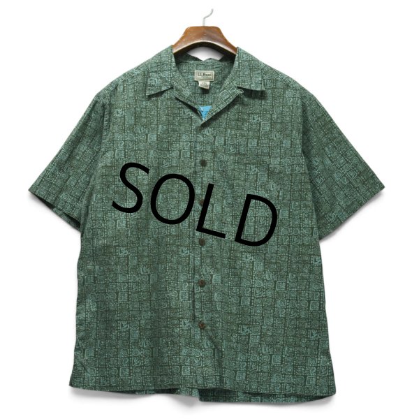 画像3: 【00's】ビンテージ【L.L.Bean】エルエルビーン【緑系模様】【総柄】【半袖シャツ】【M】  (3)
