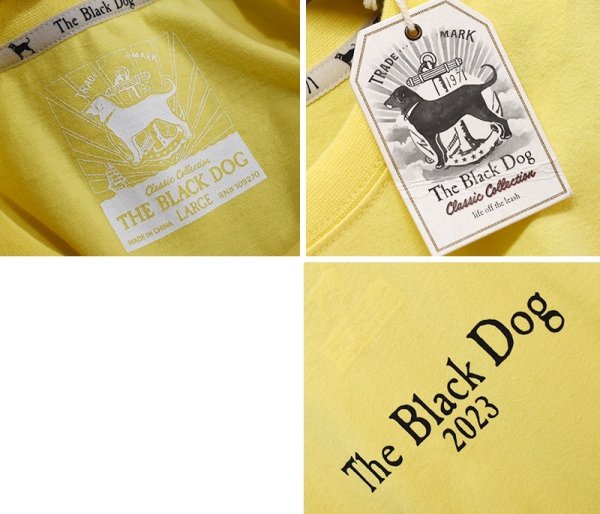 画像2: 【未使用】【The Black Dog】ブラックドッグ【犬プリント】【黄色】【Tシャツ】【L】  (2)