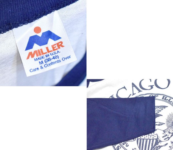 画像2: 【デッドストック】【80's】【USA製】【MILLER】【CHICAGO ILLINOIS】【イリノイ州章】シングルステッチ【ラグラン七分袖Tシャツ】【サイズM】 (2)