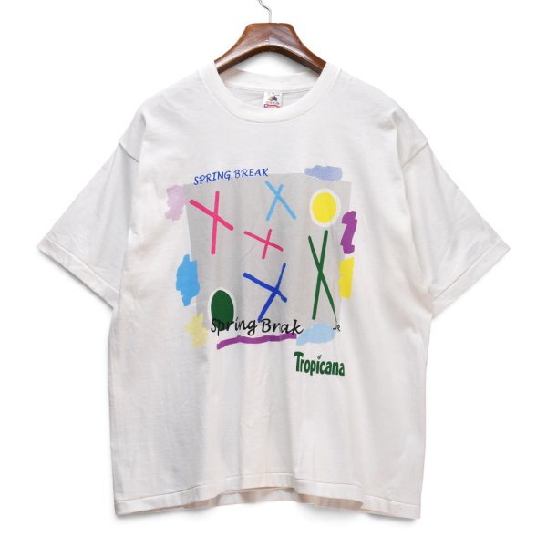 画像1: 【90's】【ビンテージ】【USA製】【FRUIT OF THE LOOM】フルーツオブザルーム【白】【Tropicana】トロピカーナ【Spring Break】【Tシャツ】【XL】  (1)