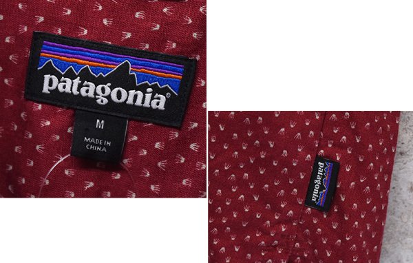 画像2: 【パタゴニア】【Patagonia】【Back Step Shirt】【ヘンプ＆コットン】【赤】【総柄】【半袖シャツ】【M】  (2)