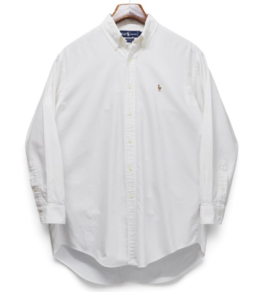 画像1: 【90's】【ビンテージ】【ラルフローレン】【Ralph Lauren】【YARMOUTH】【ボタンダウンシャツ】【白】【15 1/2-32】 (1)