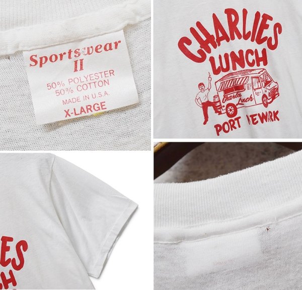画像3: 【ほぼ未使用】【80's】【USA製】ビンテージ【Sportswear II】【CHARLIE'S LUNCH】【PORT NEWARK】【キッチンカー】シングルステッチ【Tシャツ】【サイズXL】 (3)