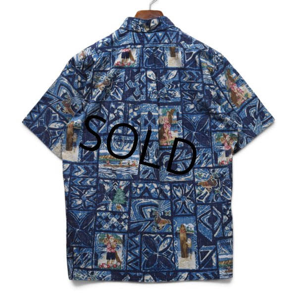 画像3: 限定【90's】ビンテージ【Rayn Spooner】リミテッドエディション【レインスプーナー】【MELE KALIKIMAKA】【サンタ柄】【総柄】【ボタンダウン】アロハシャツ【半袖シャツ】青【M】  (3)