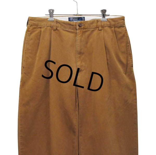 画像1: 【90's】【メキシコ製】【ラルフローレン】【Polo Ralph Lauren】HAMMOND PANT【ハモンドパンツ】【2タック】【チノパンツ】【ブラウン】コットンパンツ【34×34】 (1)