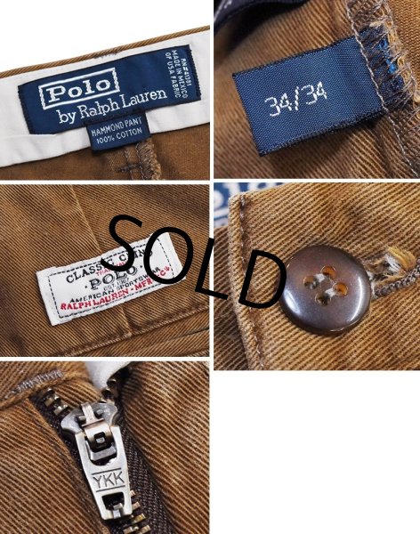 画像3: 【90's】【メキシコ製】【ラルフローレン】【Polo Ralph Lauren】HAMMOND PANT【ハモンドパンツ】【2タック】【チノパンツ】【ブラウン】コットンパンツ【34×34】 (3)