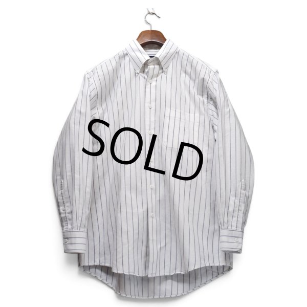 画像1: 【USビンテージ【ランズエンド】【LANDS' END】【白×グレーストライプ】【ボタンダウン】【長袖シャツ】【15 1/2-32】  (1)