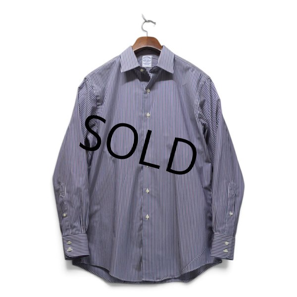 画像1: 【USA製】ビンテージ【ブルックスブラザーズ】【Brooks Brothers】【白×紫×紺ストライプ】【長袖シャツ】【16-34】  (1)