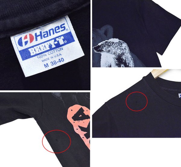 画像3: 【90's】【ビンテージ】【USA製】【ヘインズ】【Hanes】【ALASKA】【The Last Frontier】【犬ぞり】【クマ】プリント【Tシャツ】シングルステッチ【黒】【サイズM】 (3)