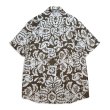 画像3: ビンテージ【ティンバーランド】【Timberland】【茶×白花柄】【リネン100%】アロハシャツ【半袖シャツ】開襟シャツ【サイズM】 (3)