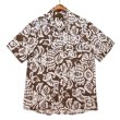 画像1: ビンテージ【ティンバーランド】【Timberland】【茶×白花柄】【リネン100%】アロハシャツ【半袖シャツ】開襟シャツ【サイズM】 (1)