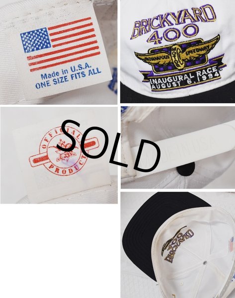 画像2: 【90’s】【USA製】ビンテージ【BRICKYARD 400】【レーシングキャップ】【白×黒】【刺繍】BBキャップ【フリーサイズ】 (2)