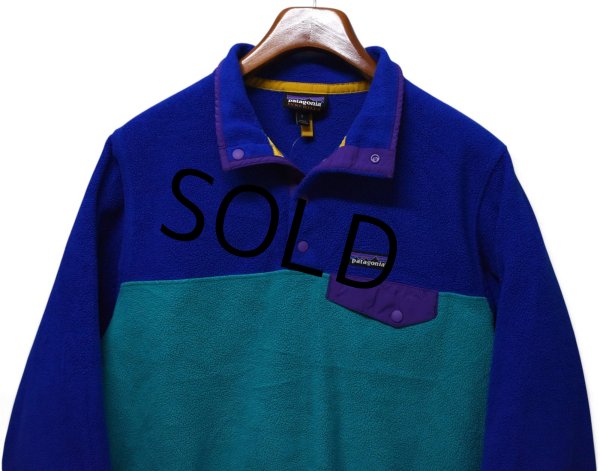 画像1: 【パタゴニア】【patagonia】【シンチラ】【スナップT】【フリースジャケット】【青×エメラルド】【サイズL】  (1)
