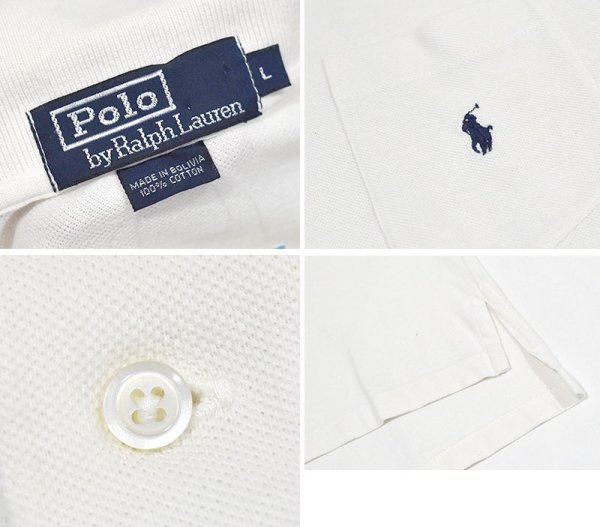 画像2: 【90’s】ビンテージ【ラルフローレン】【Ralph Lauren】【白×紺】【胸ポケット】【ポニーマーク】【半袖ポロシャツ】【サイズL】 (2)