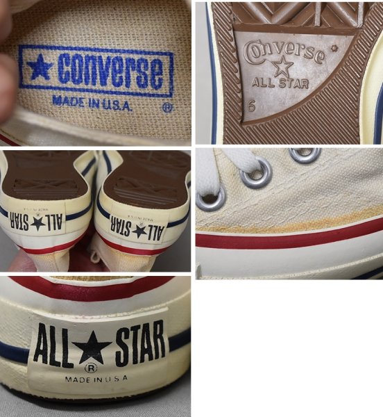 画像2: 程度良好!!【80’s】【ビンテージ】【USA製】【コンバース】【Converse】【オールスター】【チャックテイラー】サイド当て布付き【サイドステッチ】【白】【US6】約24.5cm  (2)