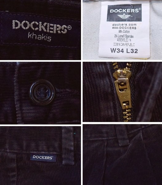 画像2: 【90’ｓ】ビンテージ【ドッカーズ】【DOCKERS】【黒】【2タック】【コーデュロイ】【スラックス】パンツ【W34】  (2)