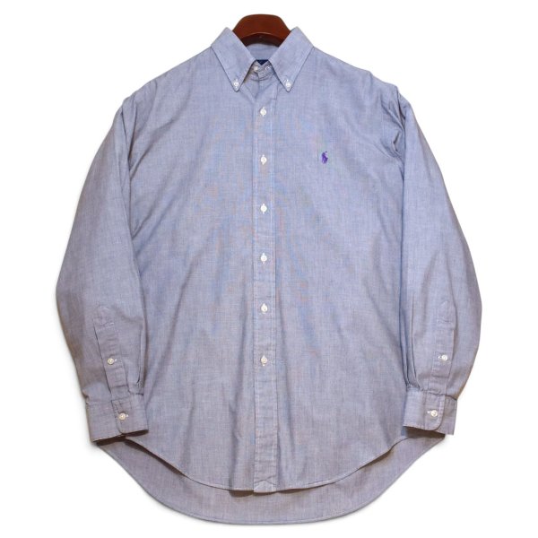 画像1: 【90’s】【ビンテージ】【ラルフローレン】【Ralph Lauren】【CLASSIC FIT】シャンブレー【ボタンダウンシャツ】【グレー】【サイズM】  (1)