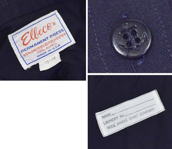 画像2: 【70’s】【ビンテージ】【USA製】【Elleco】【CPOシャツ】ポリエステル×アクリル【黒】【サイズ15-36】  (2)