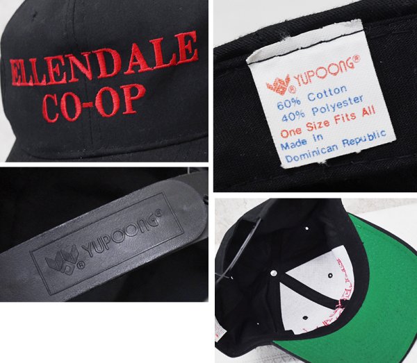画像2: ビンテージ【YUPOONG】【ELLENDALE CO-OP】【企業キャップ】【黒×赤】【スナップバック】【フリーサイズ】 (2)