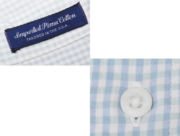 画像2: 【90’s】【ビンテージ】【USA製】【インポーテッドファブリック】【Imported Fabric】【白×水色×緑】【ギンガムチェック】【ボタンダウン】【半袖シャツ】【サイズXL】 (2)