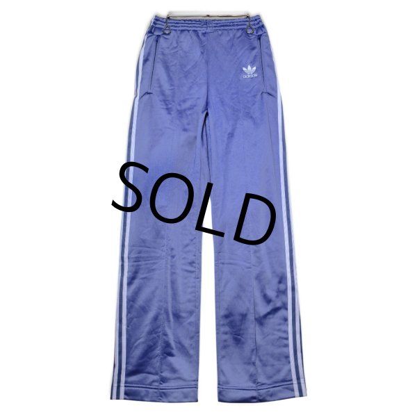 画像1: 【デッドストック】【80’s】【ビンテージ】【USA製】【アディダス】【adidas】【水色×白ライン】【ジャージパンツ】【トレフォイル】【レディース古着】【サイズS】  (1)