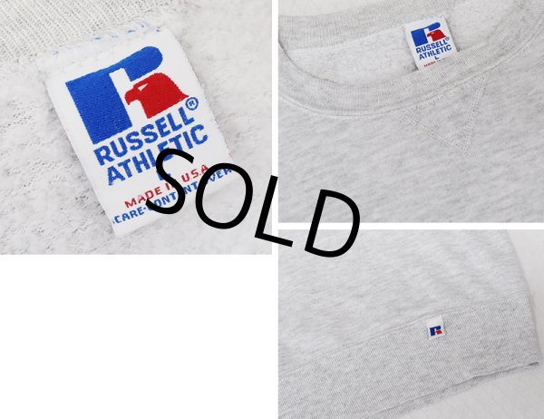 画像2: 【90’s】【ビンテージ】【USA製】【ラッセルアスレチック】【RUSSELL ATHLETIC】【無地】【前V】【クルーネックスウェット】【グレー】【サイズL】 (2)