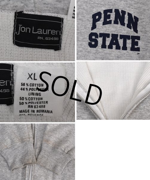 画像2: 【80’s】ビンテージ【Jon Lauren】【PENN STATE】【ペンシルベニア州立大学】【霜降りグレー】裏サーマル【フルジップパーカー】ダブルフェイス【サイズXL】  (2)