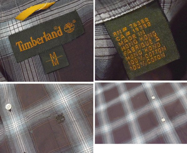 画像2: 【90’s】ビンテージ【ティンバーランド】【Timberland】【茶色×水色】【チェック】【ボタンダウンシャツ】【サイズM】 (2)