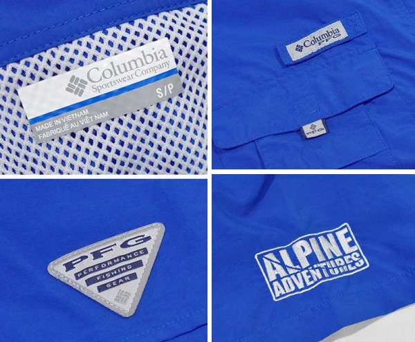 画像2: ビンテージ【コロンビア】【Columbia】【PFG】【ALPINE ADVENTURES】【青無地】【フィッシング】【半袖BDシャツ】【サイズS】 (2)
