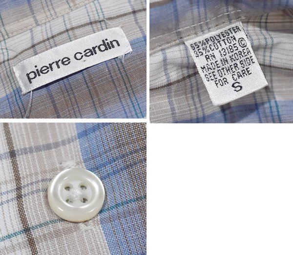 画像2: ビンテージ【ピエールカルダン】【pierre cardin】【ベージュ×青】【チェック】【半袖シャツ】【サイズS】 (2)