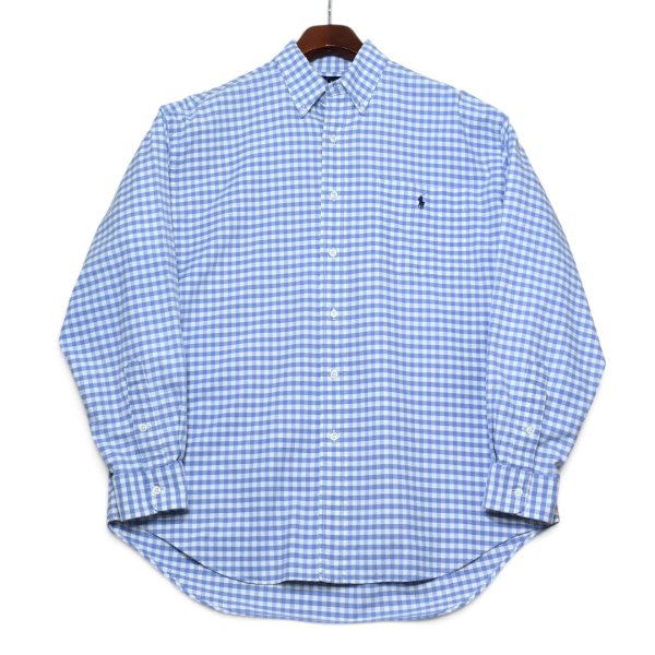 画像1: 【90’s】ビンテージ【ラルフローレン】【Ralph Lauren】【BIG SHIRT】【青×白】【ギンガムチェック】【ボタンダウンシャツ】【サイズM】<br (1)
