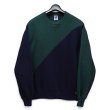 画像1: 【90’s】【ビンテージ】【USA製】【ラッセル】【Russell】【前V】【切り替え】【クルーネックスウェット】【紺×緑】【サイズL】  (1)