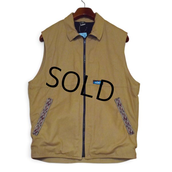 画像1: 【90’s】【ビンテージ】【USA製】【KAVU】【フルジップベスト】【ベージュ】【裏起毛】【サイズS】 (1)