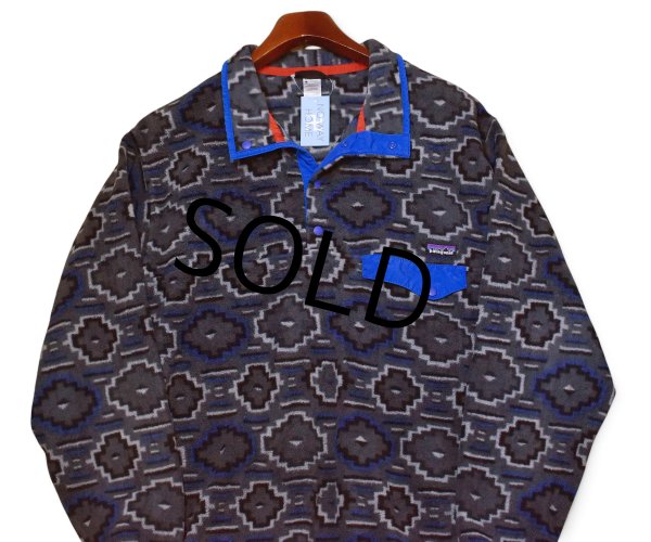 画像4: 【パタゴニア】【Patagonia】【シンチラ】【幾何学模様】グレー×ブルー【スナップT】プルオーバー【フリース】【サイズL】  (4)