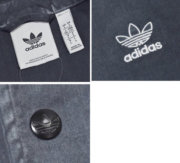 画像2: ビンテージ【アディダス】【adidas】【チャコールグレー】【コットンコーチジャケット】【トレフォイル】【サイズL】 (2)